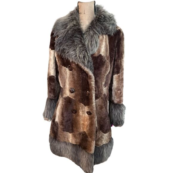 1970s Lykafur Patchwork Penny Lane Jacket Coat Heavy Warm Women size Large - Picture 1 of 14